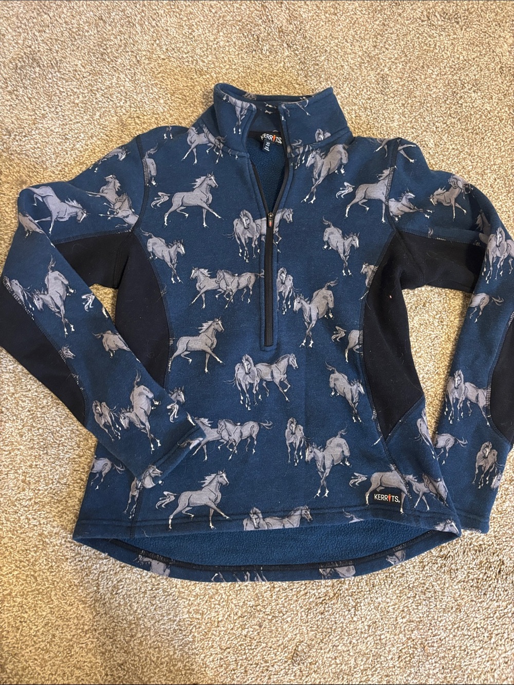 Kerrits Navy Horse Print Quarter Zip Pullover